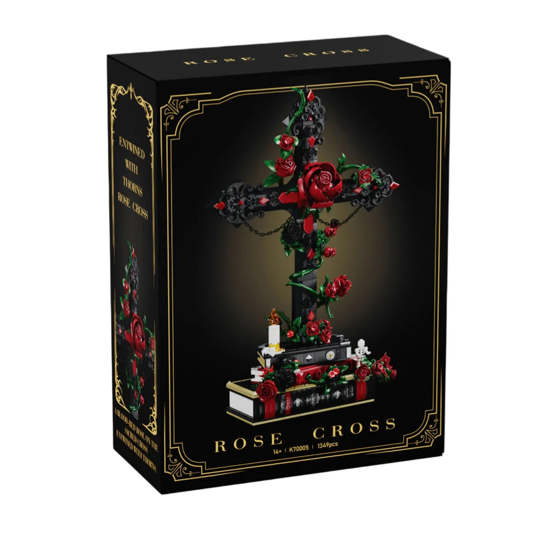 K70005 Juguetes de ensamblaje modelo Gothic Rose Cross, juguetes de bloques de construcción MOC, adorno de escritorio, juguetes educativos, regalo de cumpleaños para adultos