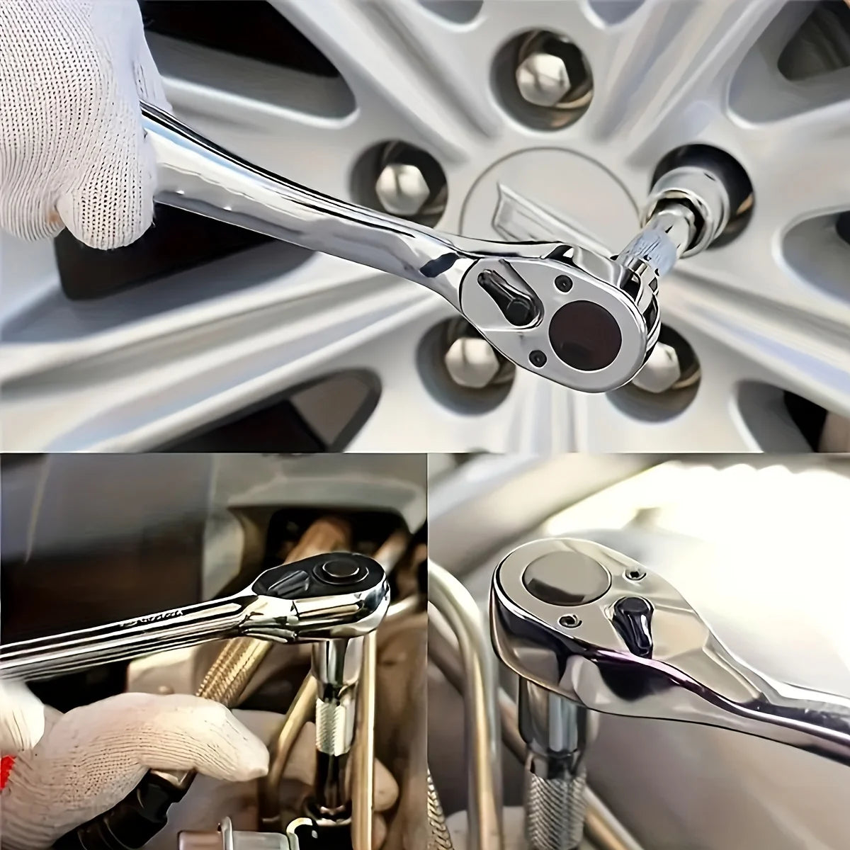 Juego de casquillos 72Drive 1/4 "-3/8"-1/2", llaves de trinquete, casquillos compactos para reparación de automóviles, herramienta mecánica para reparación de automóviles