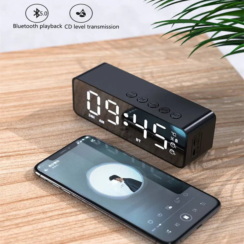 Altavoz Bluetooth Inalámbrico, Reloj Despertador, Radio FM Portátil, Subwoofer, Caja de Sonido, Mini Lámpara, Woofers, Caixa De Som, Coluna, Bocina