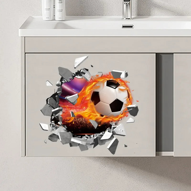 Pegatinas de Pared de Fútbol 3D, Adhesivos Removibles para Habitación de Niños, Decoración de Pared para Dormitorio, Decoración Deportiva Infantil