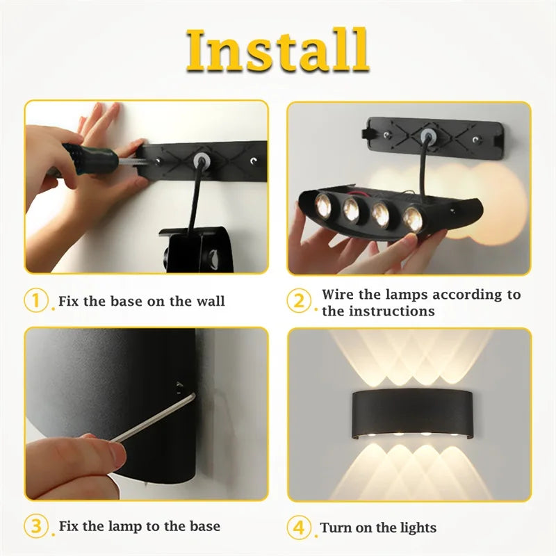 Led Wall Lamp Lámpara led de pared para exteriores, aplique pared, candelabros impermeables, luz led pared, AC85-265V para decoración interior del hogar, lampara pared dormitorio, sala de estar