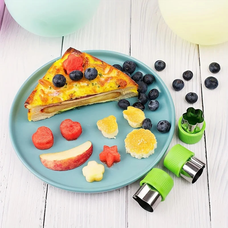9 piezas/juego de corte de galletas y verduras de acero inoxidable-mini moldes en relieve de frutas y galletas para hornear de niños