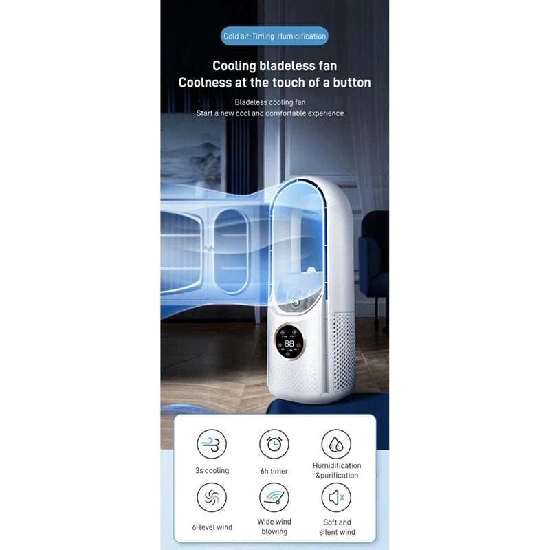Enfriador de Aire Portátil USB Sin Aspas con 6 Velocidades