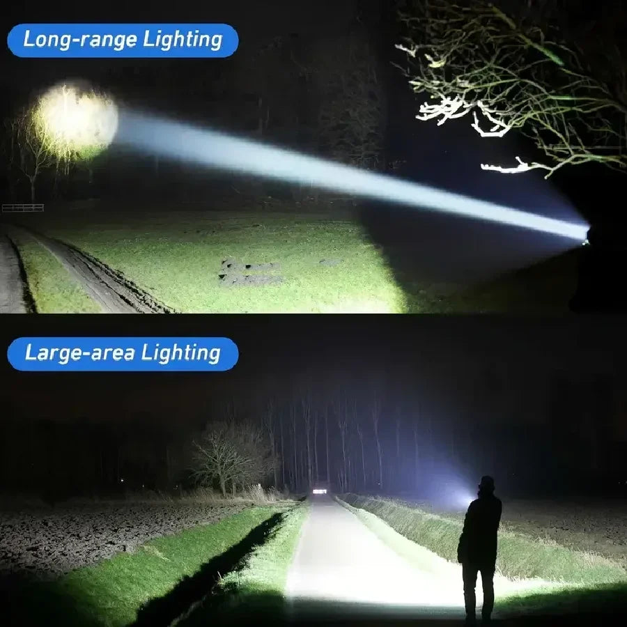 Linterna Táctica LED Recargable de Alto Alcance para Camping