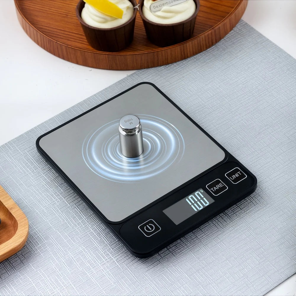 Báscula de cocina mejorada, báscula electrónica de alta precisión, alta calidad, para hornear alimentos, café, té, fruta, herramienta profesional esencial para el hogar