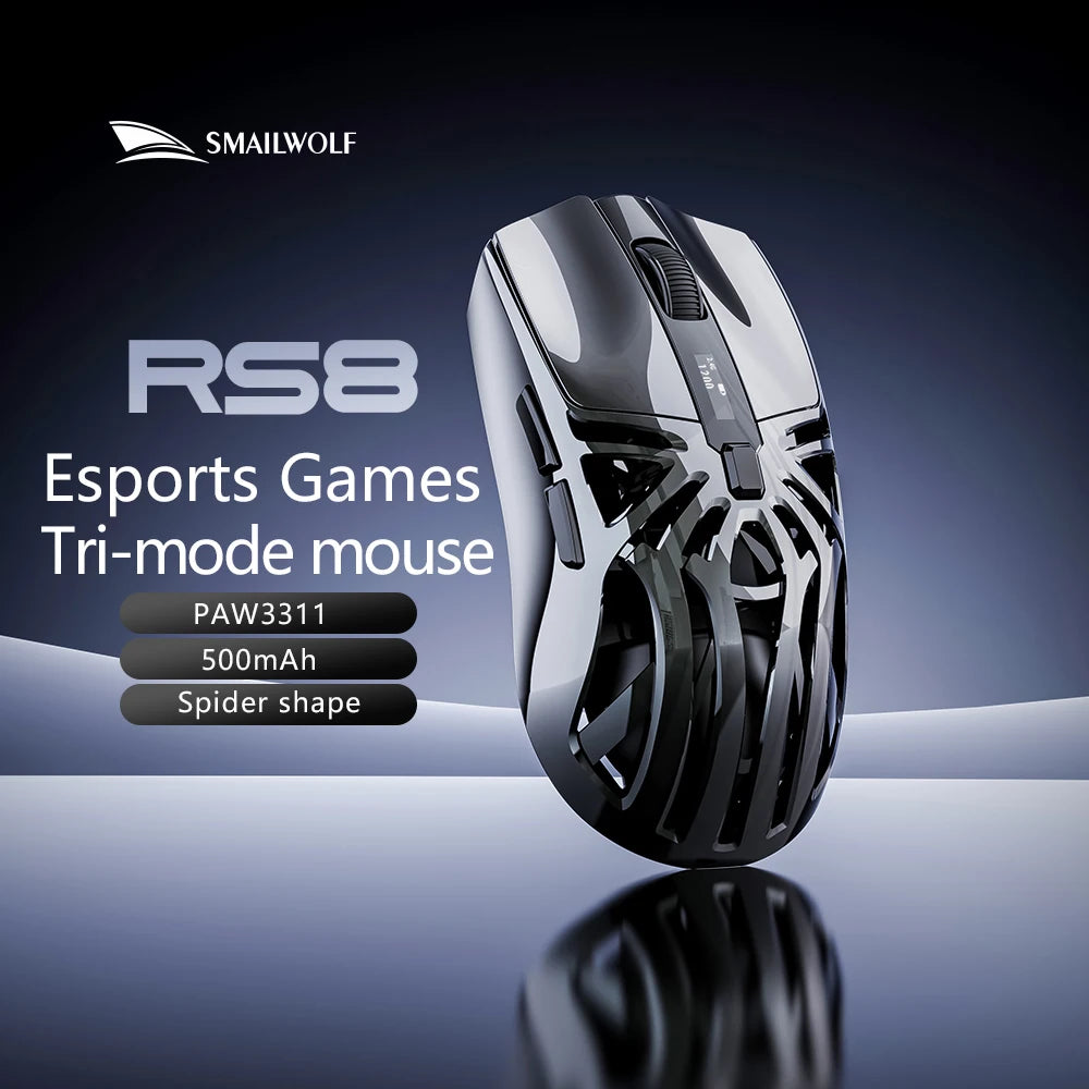 SmailWolf RS8 Bluetooth inalámbrico 2,4g ratón para juegos triple modo ligero e-sports gaming 1K tasa de retorno 10000DPI ordenador