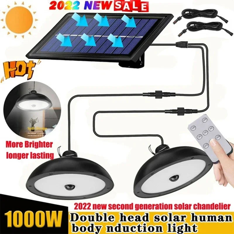 Lámpara Solar LED Colgante Doble para Exteriores