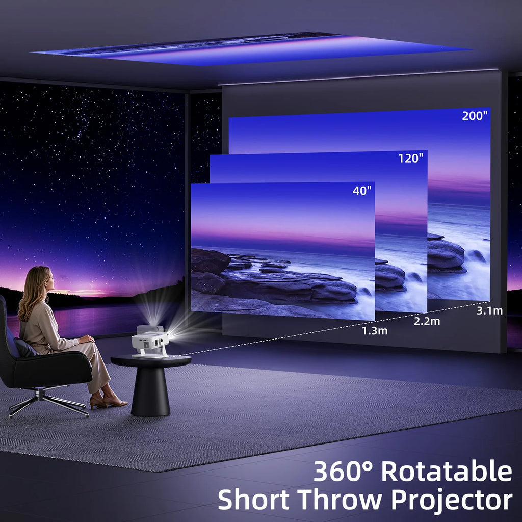 Proyector Xnano HA109 4K Android 11 Wifi6 Dual 200ANSI Allwinner H723 BT5.0 720P 1280*720P Cine en Casa Proyector para Exteriores