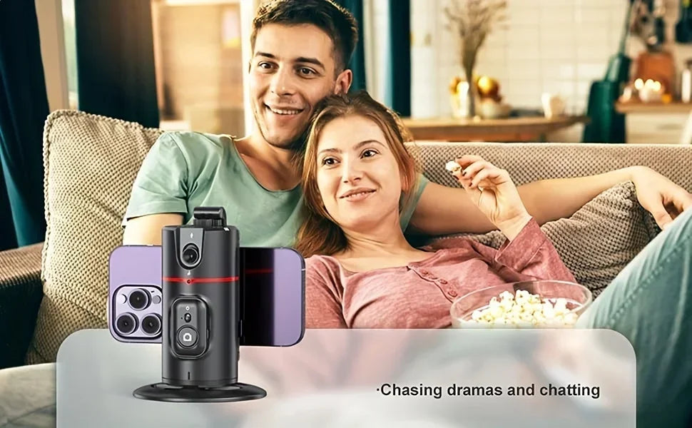 Soporte para Teléfono de Escritorio P02 con Seguimiento Facial 360 °   Gimbal Giratorio Automático para iPhone 16 15 Samsung S23 Xiaomi, Palo Selfie de Mano