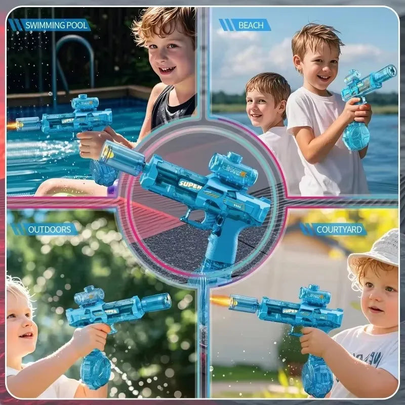 Pistola de Agua Eléctrica con LED y Llama para Niños y Adultos