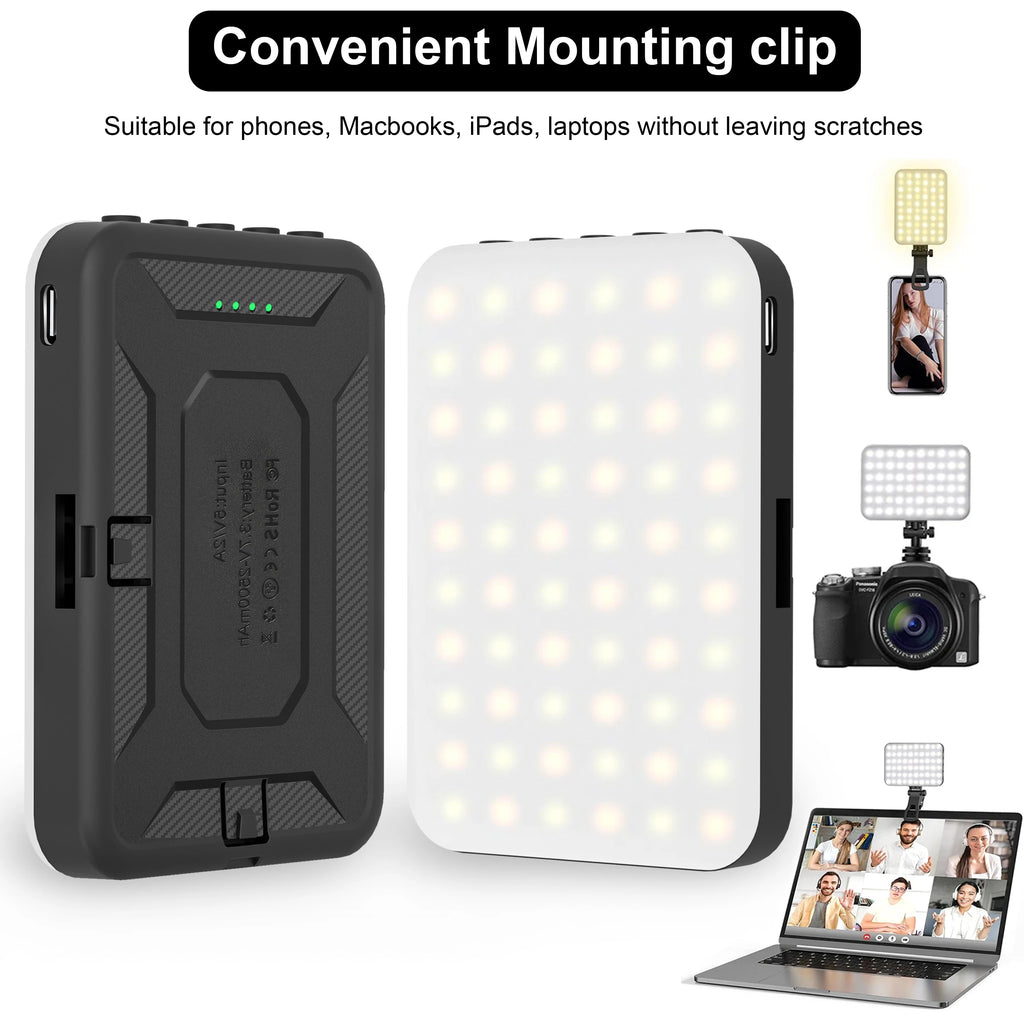Nueva luz para selfies, 60 luces LED para teléfono, luz de relleno, 7 modos de salida, Kit de lámpara de vídeo regulable 2500K-6500K, Panel de luz bicolor CRI 97+