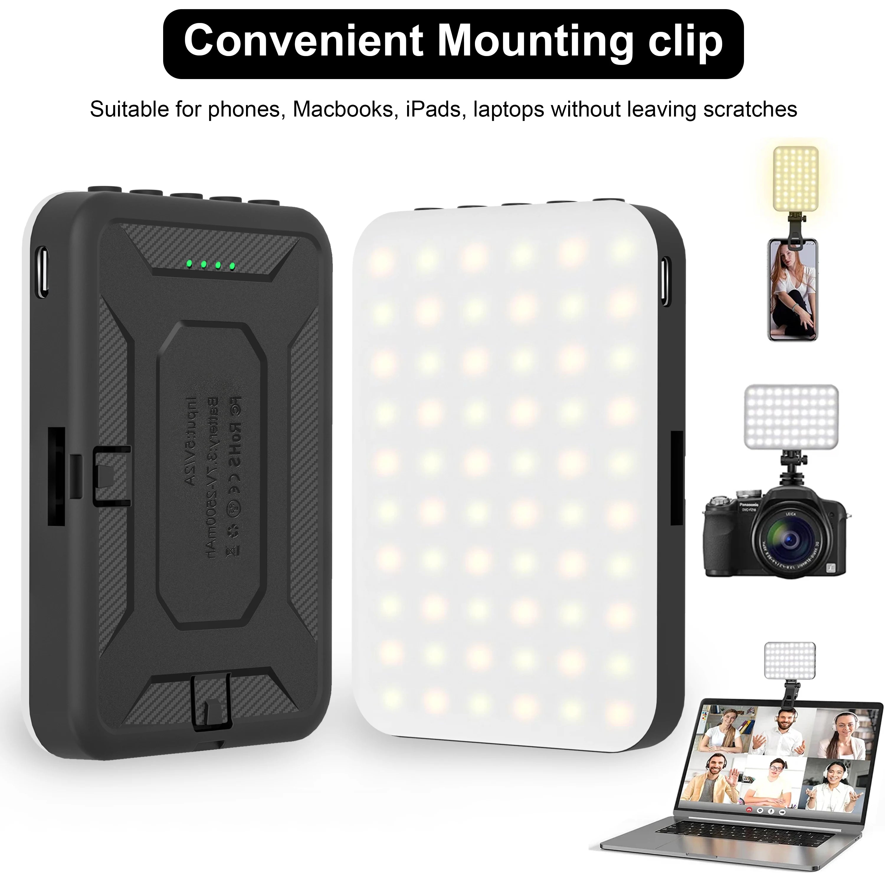 Nueva luz para selfies, 60 luces LED para teléfono, luz de relleno, 7 modos de salida, Kit de lámpara de vídeo regulable 2500K-6500K, Panel de luz bicolor CRI 97+