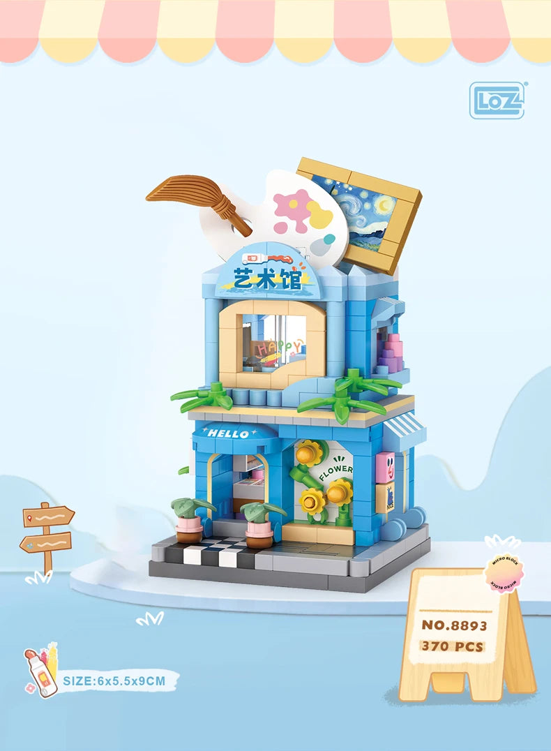 LOZ Food Street Bakery, Tienda de Té con Leche, Modelo Arquitectónico para Armar, Bloques de Construcción de Juguete, Escena de Calle, Regalos de Cumpleaños para Niños