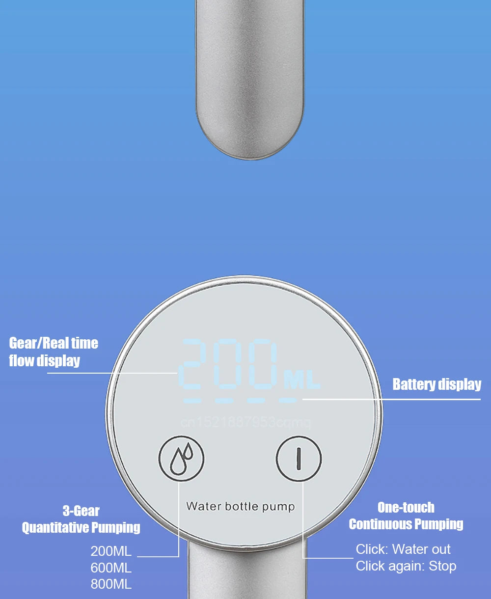 Bomba dispensadora de agua eléctrica para garrafón de 19 litros, recargable USB