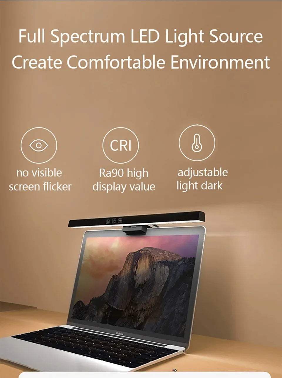 Lámpara de escritorio para el cuidado de los ojos, 50cm, LED, Monitor de ordenador, pantalla de PC, barra de luz, atenuación continua, lectura, lámpara de mesa colgante alimentada por USB