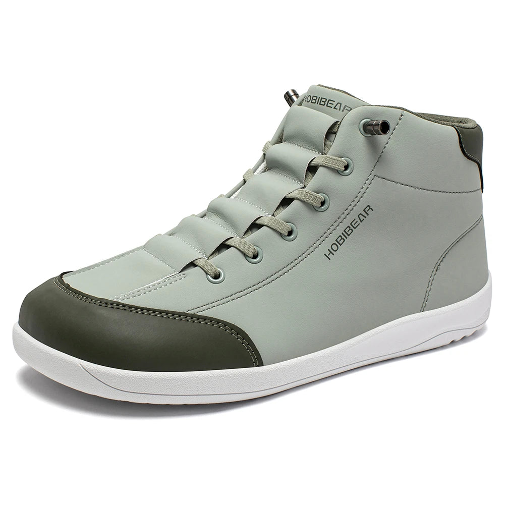 HOBIBEAR Zapatos descalzos de caña media, botines minimalistas con punta ancha Unisex, zapatillas antideslizantes de cuero Artificial para exteriores