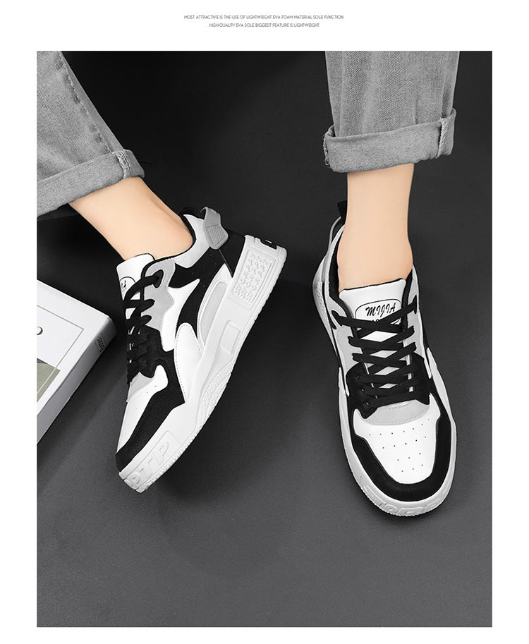 Zapatillas de deporte de otoño para hombre, zapatos de plataforma cómodos, zapatos vulcanizados con cordones de tendencia, Zapatillas informales blancas