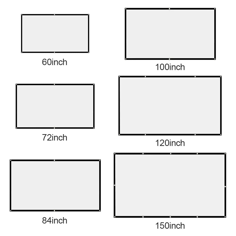 Pantalla de proyector Simple de alta definición para el hogar, cortina de proyección portátil antideslumbrante plegable, 60/72/84/100/120/150 pulgadas