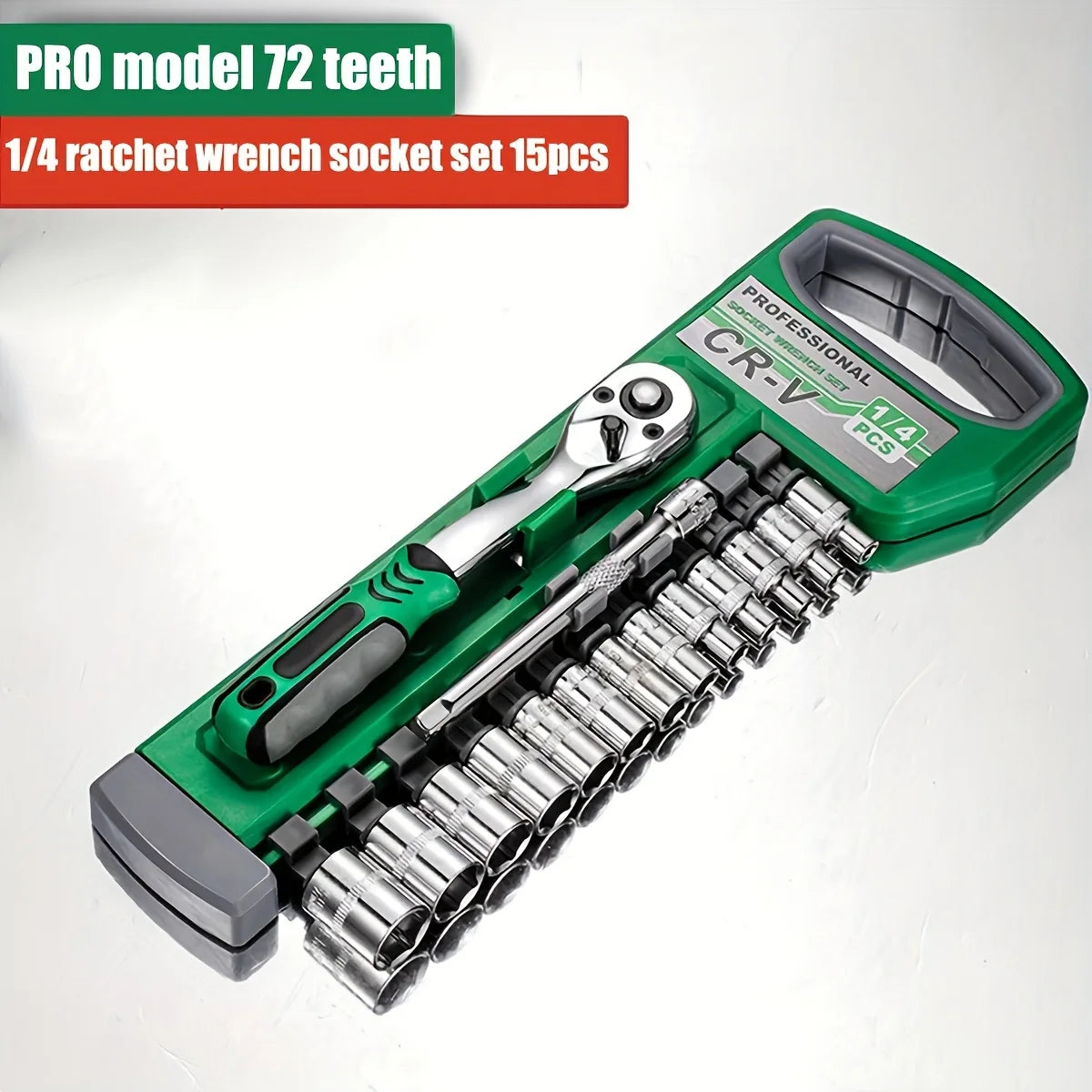 Juego de casquillos 72Drive 1/4 "-3/8"-1/2", llaves de trinquete, casquillos compactos para reparación de automóviles, herramienta mecánica para reparación de automóviles