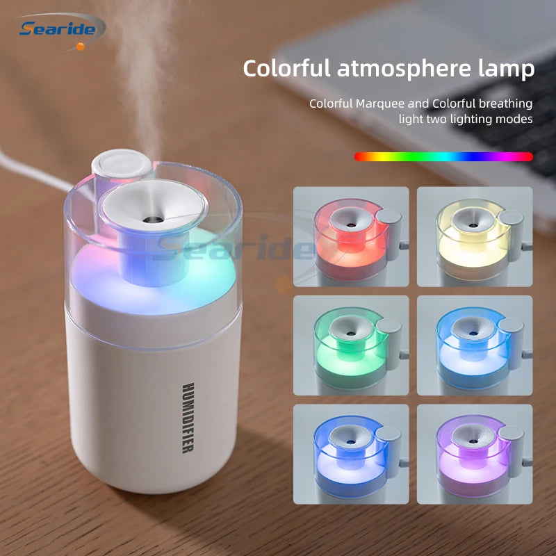 Mini humidificador USB 180 ml con difusor de aromas y luz de colores