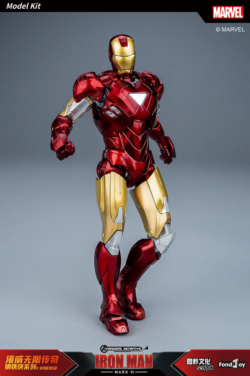 Figura de Anime de Iron Man MK5 de Marvel, Kit de Modelo a Escala 1/12, Serie Infinity Saga, Ironman Mark 5, Ensamblaje ABS, Articulaciones Móviles, Regalos y Juguetes