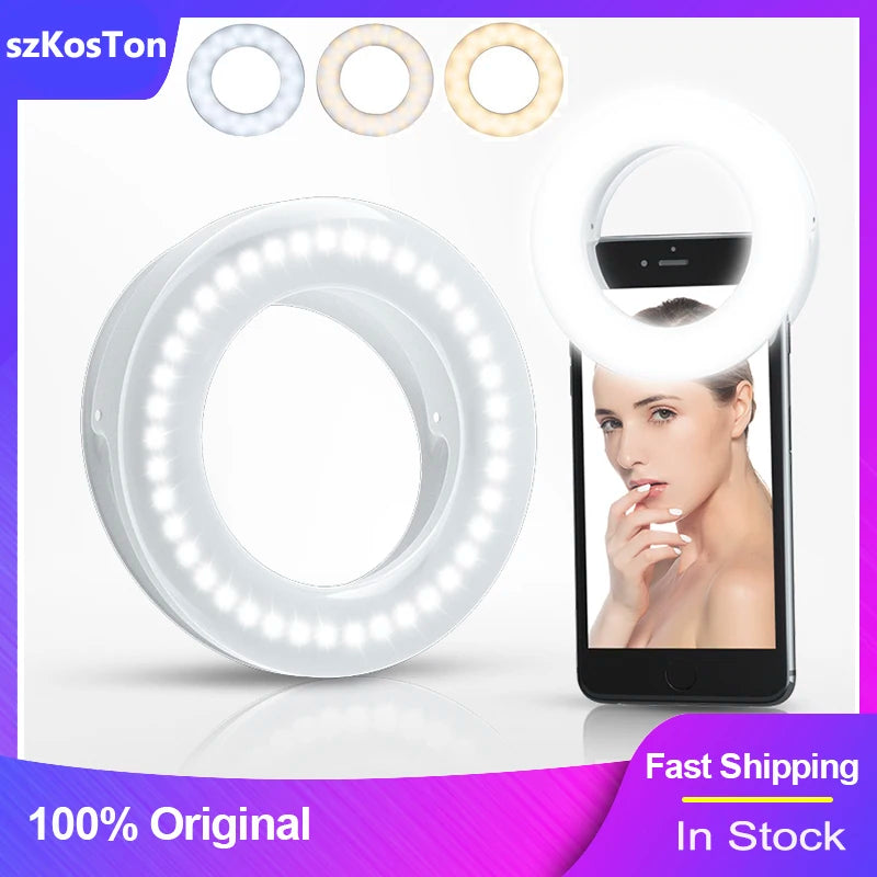 Anillo de luz LED para Selfie, lente para teléfono móvil, lámpara LED para Selfie, anillo para iPhone, Samsung, Xiaomi, teléfono, tableta, luz para Selfie