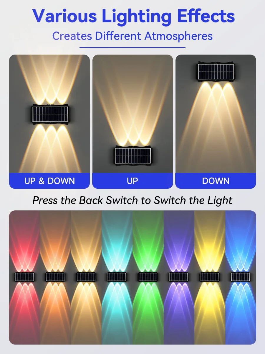Lámpara Solar LED de Pared para Jardín - Impermeable con RGB