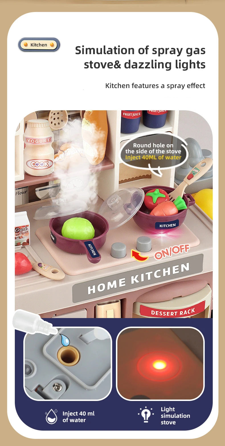 Juego de Cocina para Niños con Vapor y Luces - Simulación de Chef