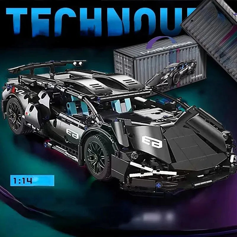 Modelo de coche deportivo de carreras técnico, bloques de construcción técnicos para adultos 1:14, supercoche DIY, rompecabezas de ladrillos, juguetes para niños y adultos, regalo (1280 + granulado)