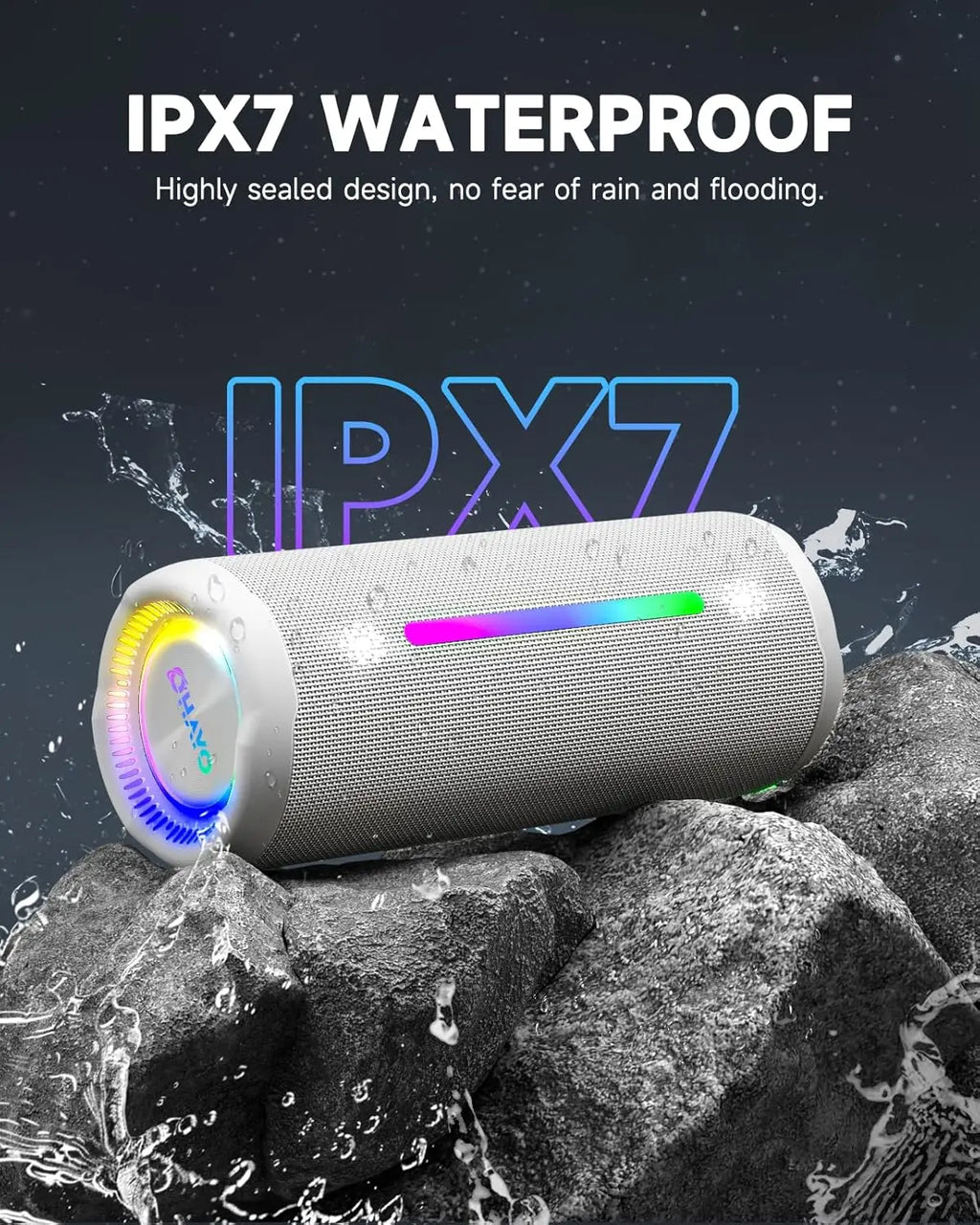 Altavoz Bluetooth Portátil 24H LED IPX7