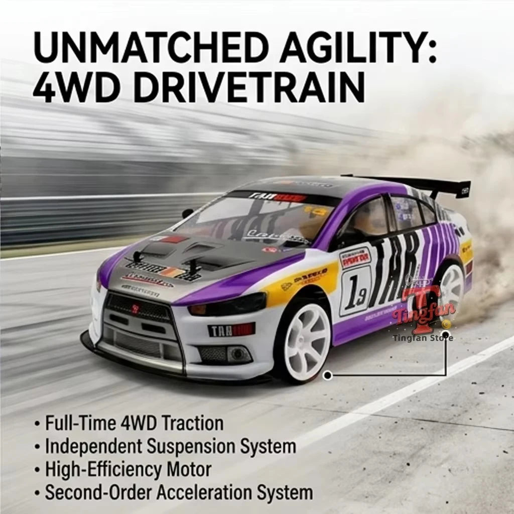 1:10 4wd 70 km/h Rc Drift Car ruedas a la deriva anticolisión todoterreno coches de carreras Rc todoterreno 4 × 4 juguetes Rc Drift Car de gran velocidad
