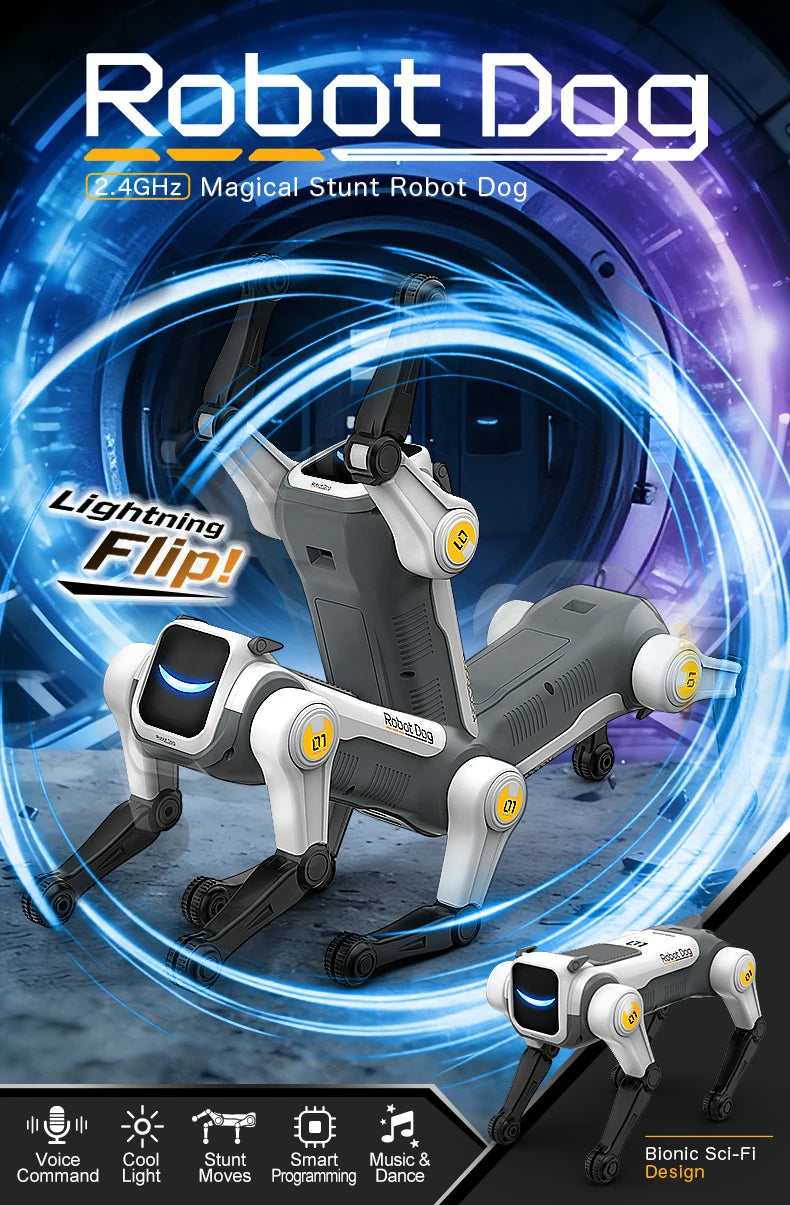 Perro Robot Mecánico RC Inteligente con IA, Comandos de Voz, Programable, Canta, Baila, Acrobacias Electrónicas, Perro Robot Biónico Inteligente