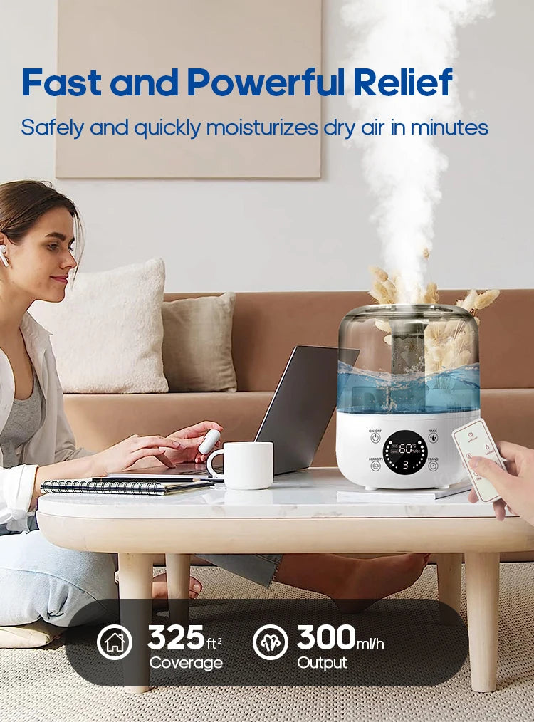 Humidificador de Aire 3L con Control Remoto y Difusor de Aromas