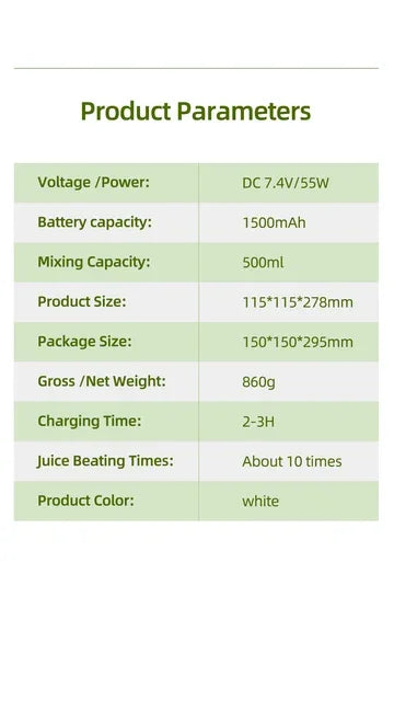 Exprimidor Eléctrico Portátil 1L con Carga USB