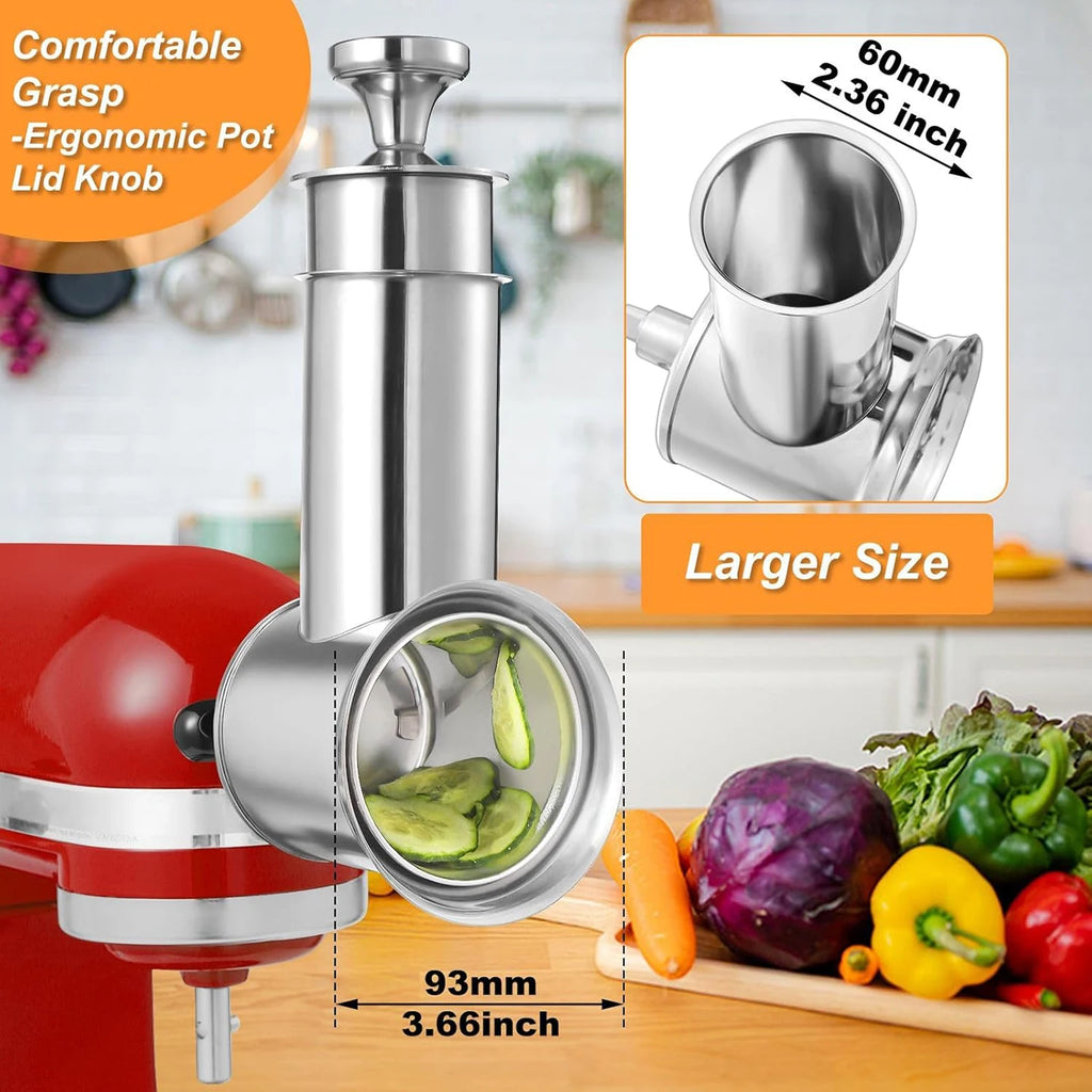 Accesorio triturador y rebanador grande de acero inoxidable KA304 para mezcladores KitchenAid, accesorios para rallador de queso y verduras aptos para lavavajillas