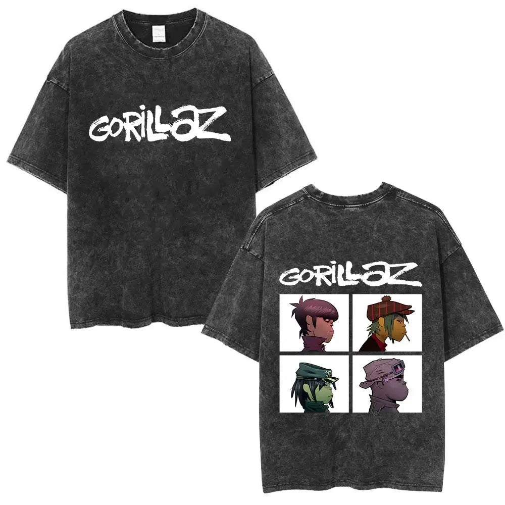 Camiseta Vintage Gorillaz, Punk Hip Hop Oversize, Unisex
