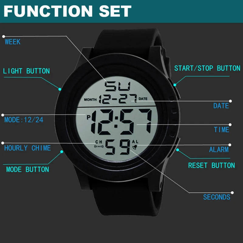Reloj Digital para hombre, reloj deportivo para exteriores, reloj de pulsera militar multifunción resistente al agua, reloj electrónico automático para hombre