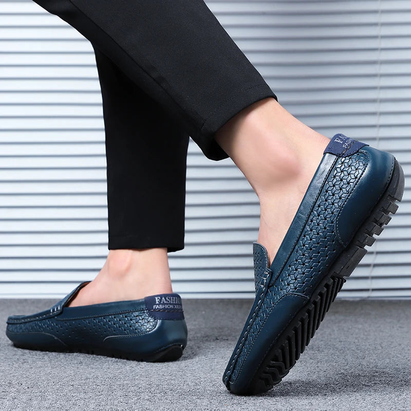 Zapatos Negros para Hombre 2026, Mocasines Casuales de Cuero Genuino, Marca de Lujo Italiana, Transpirables, Estilo Náutico