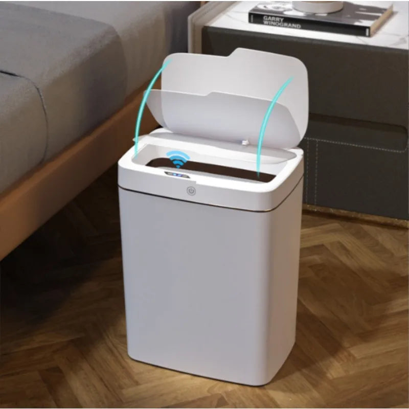 Cesto de basura inteligente con sensor automático para hogar y oficina
