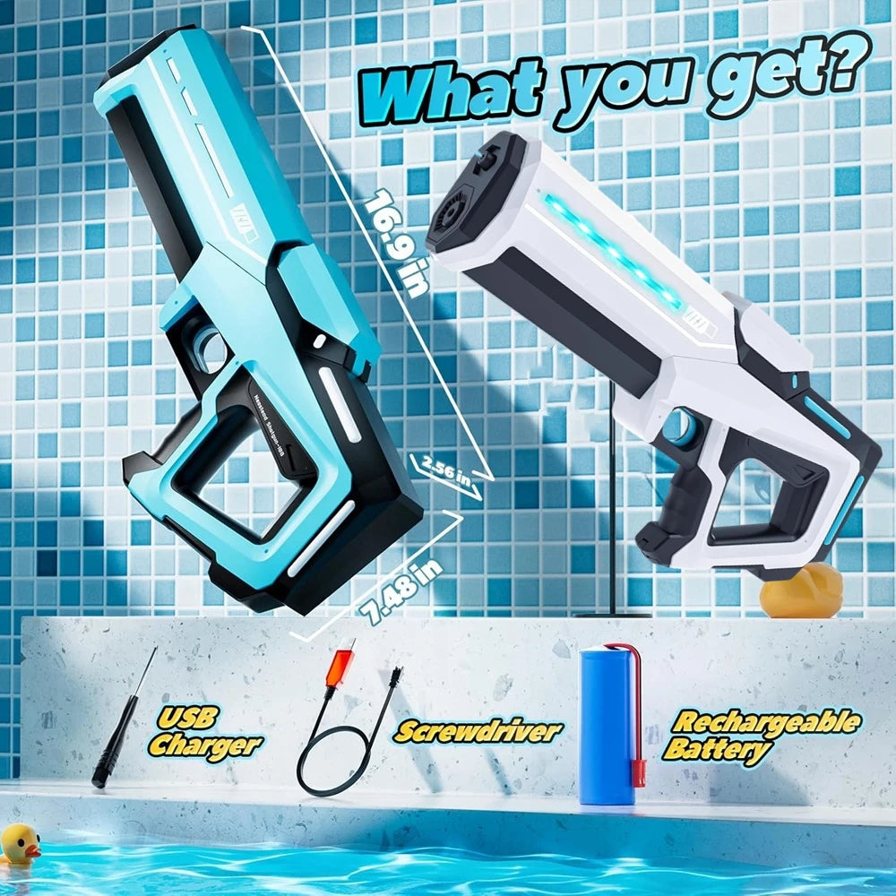 Pistola de Agua Eléctrica para Adultos, Potente Pistola de Agua Automática con Succión, Regalo de Verano, Juego para Playa, Piscina, Jardín, Diversión al Aire Libre