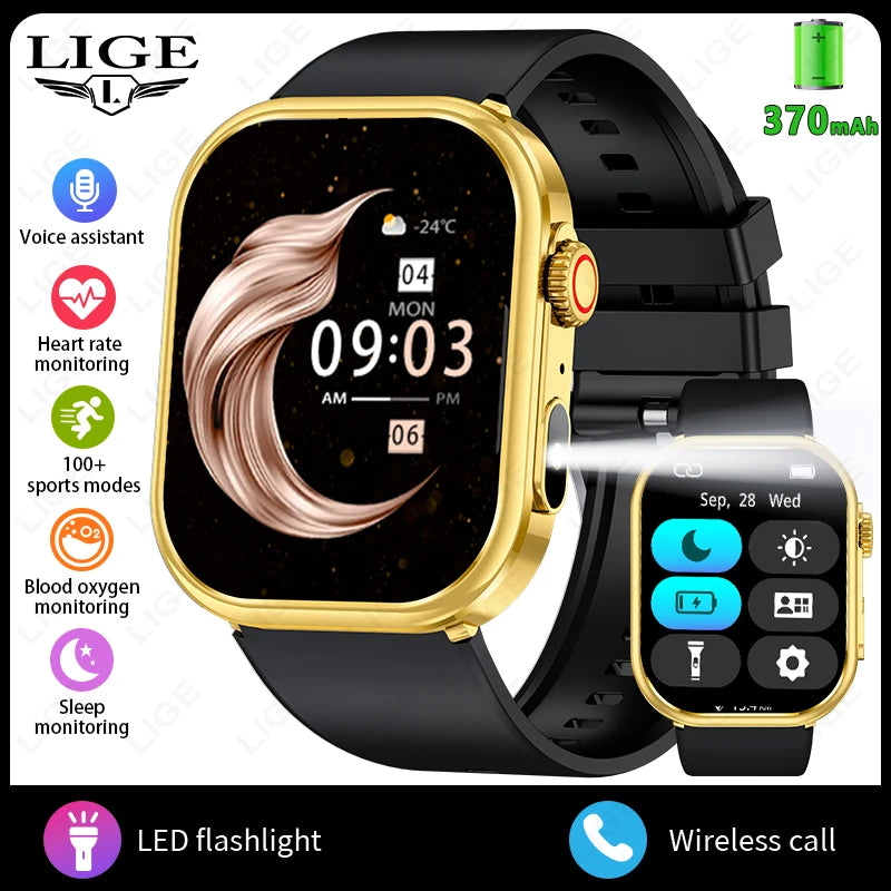 Smartwatch LIGE para mujer y hombre, pantalla 2,01", IP68, llamadas Bluetooth