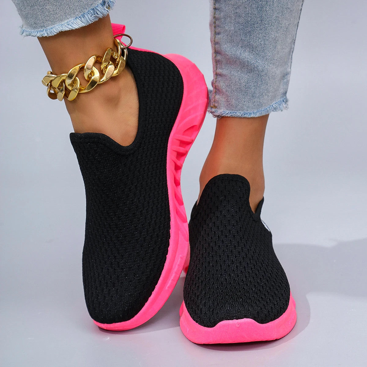 Zapatillas planas de malla transpirable para mujer — Calzado informal de verano