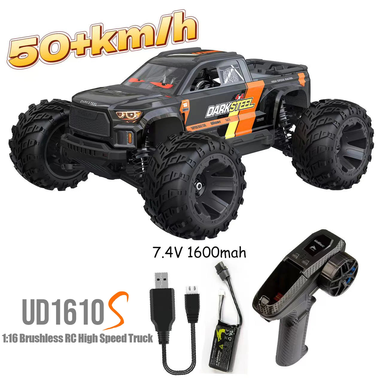 Camioneta RC 1/12 4WD sin Escobillas, Ultra Rápida, Todoterreno para Desierto