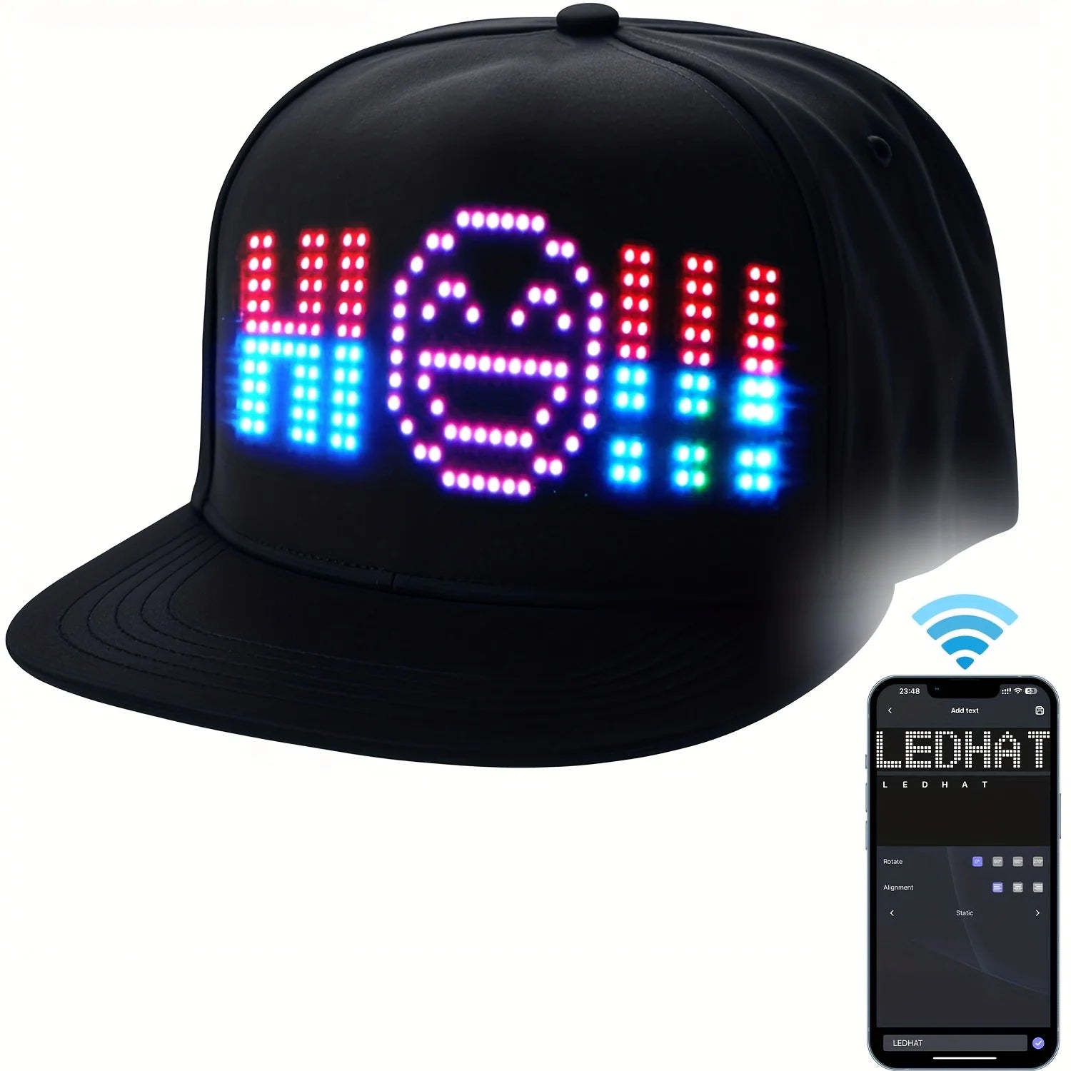 2025 nueva gorra LED, Control de aplicaciones en varios idiomas, edición DIY, sombrero genial iluminado (texto, música, imagen, dibujo) para hombres y mujeres