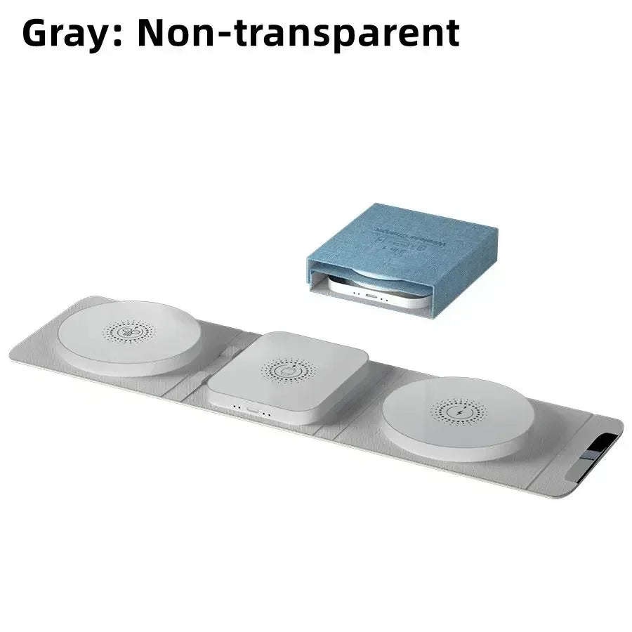 Cargador inalámbrico plegable 3 en 1, base de carga rápida para iPhone, Apple Watch, AirPods Pro, portátil, para viajes, hogar, oficina, uso diario