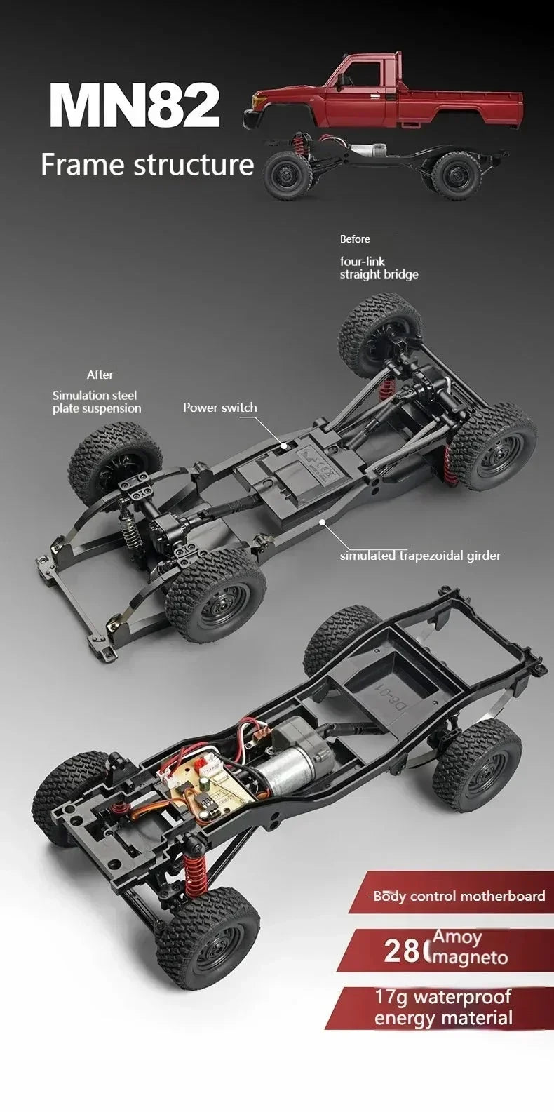 Crawler RC MN82 1:12 4WD Todoterreno con Mando