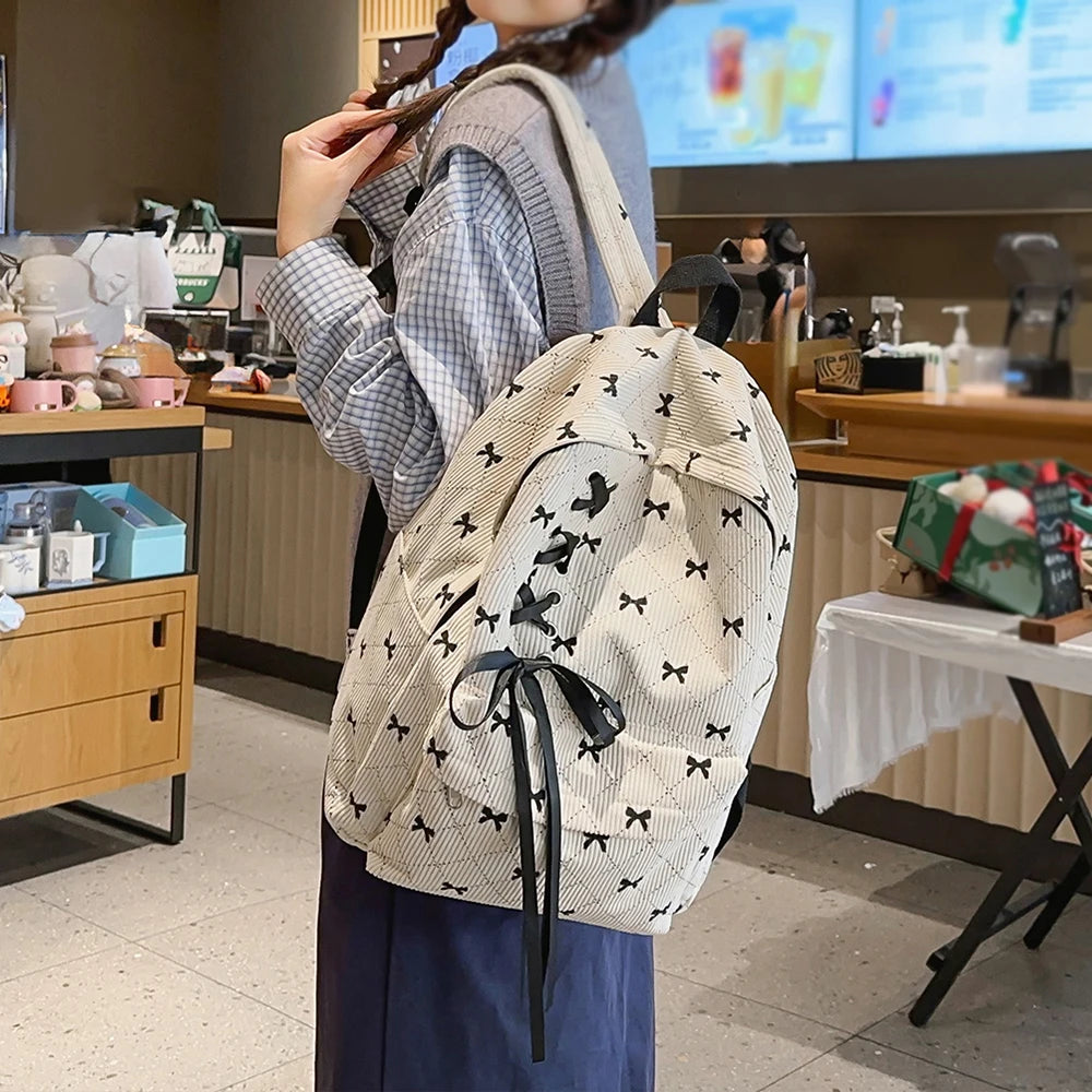 Mochila de Pana para Mujer, Gran Capacidad Estilo Universitario para Viajes