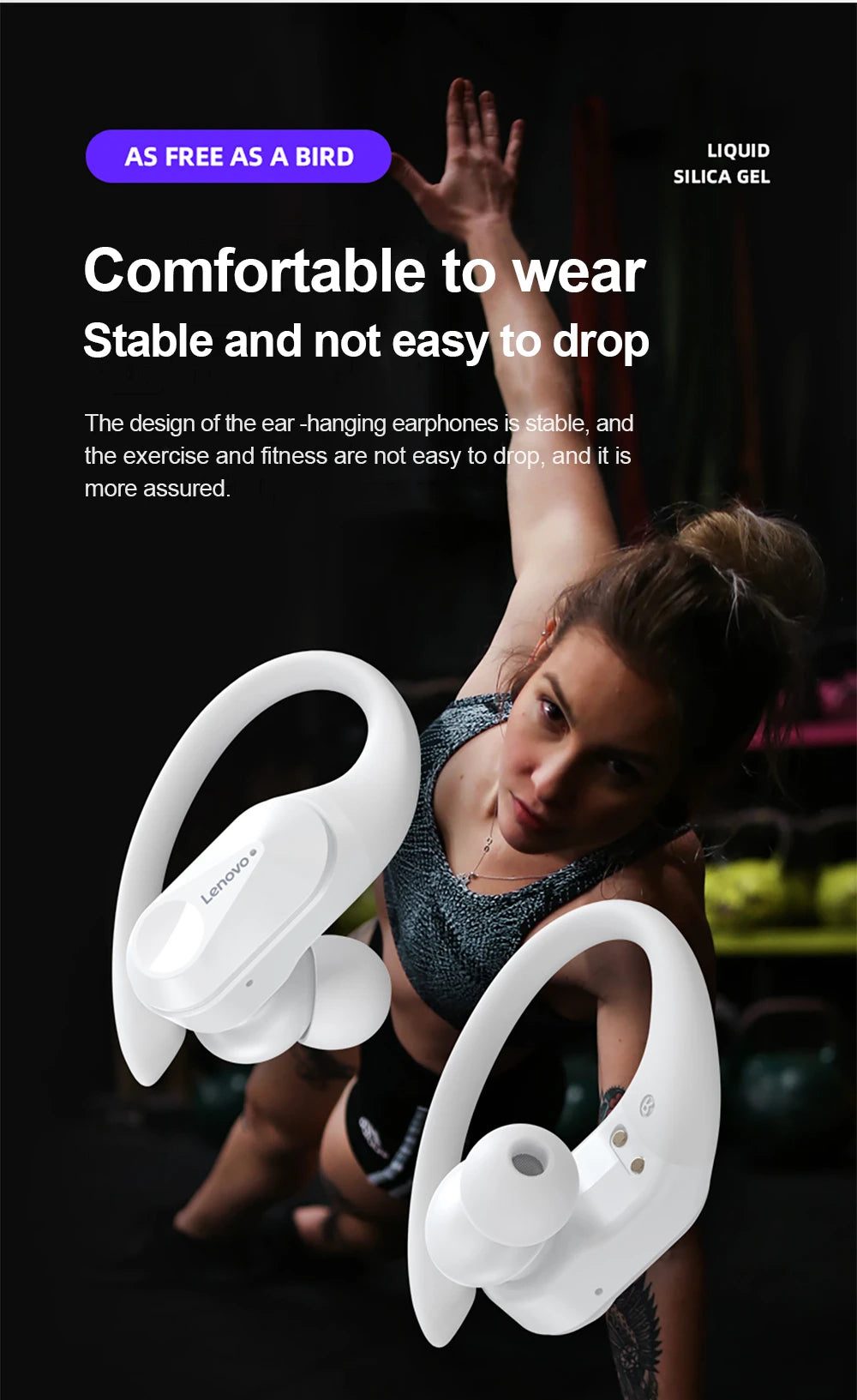 Auriculares Bluetooth TWS Lenovo LP75 Deportivos con Gancho y Micrófono
