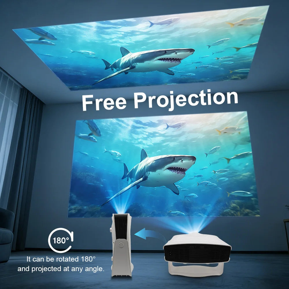 Nuevo Proyector Portátil YM05 2026, Resolución Nativa 1080P, 800 ANSI Lúmenes, Enfoque Automático, Android 14, 180 °   Cine en Casa y al Aire Libre Giratorio