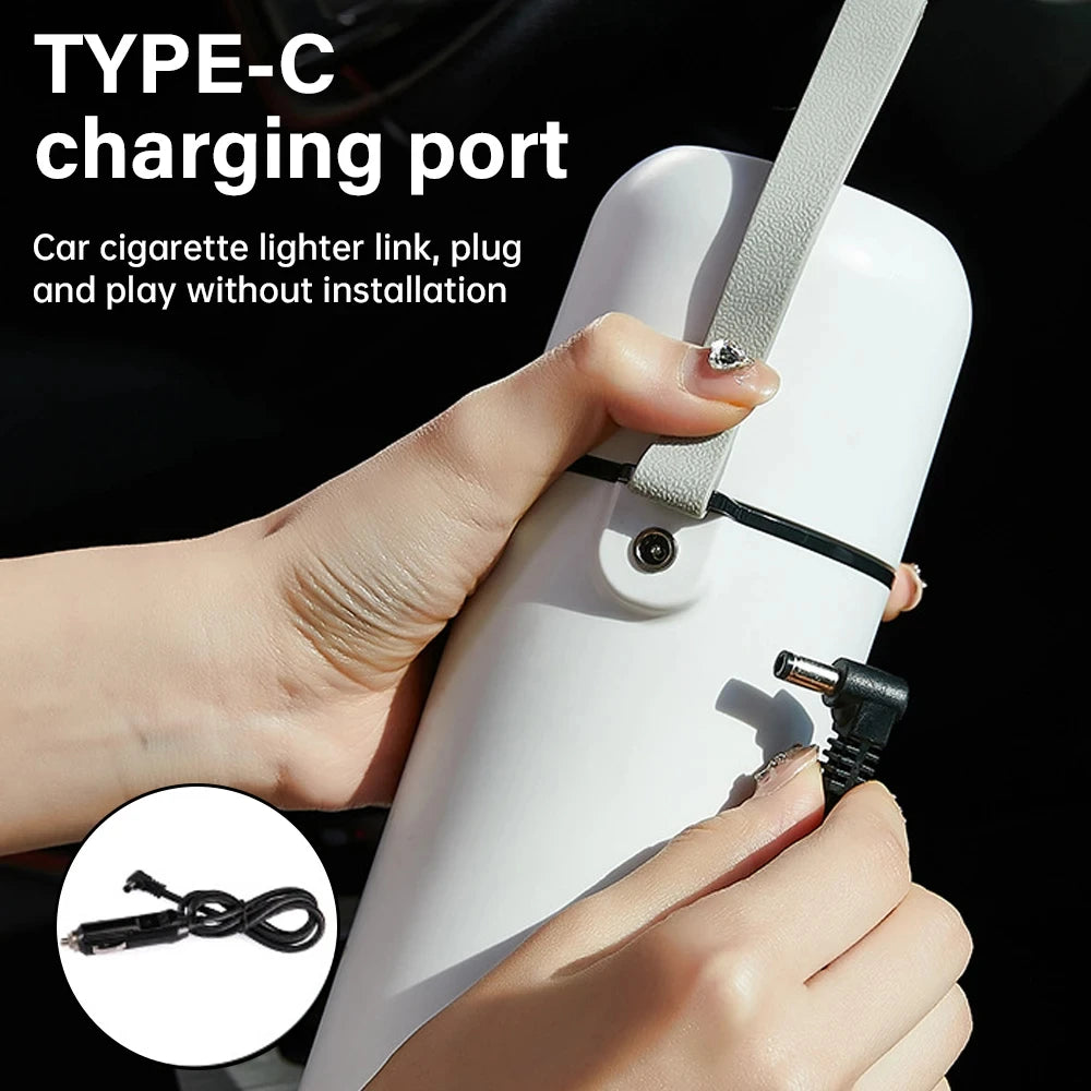 Hervidor eléctrico portátil de 420ml, taza calefactora para coche, 304 LED, Control inteligente de temperatura, calentador, taza agitadora, botella calefactora, taza mezcladora